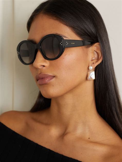 celine round-frame tortoiseshell acetate sunglasses|CELINE EYEWEAR Round.